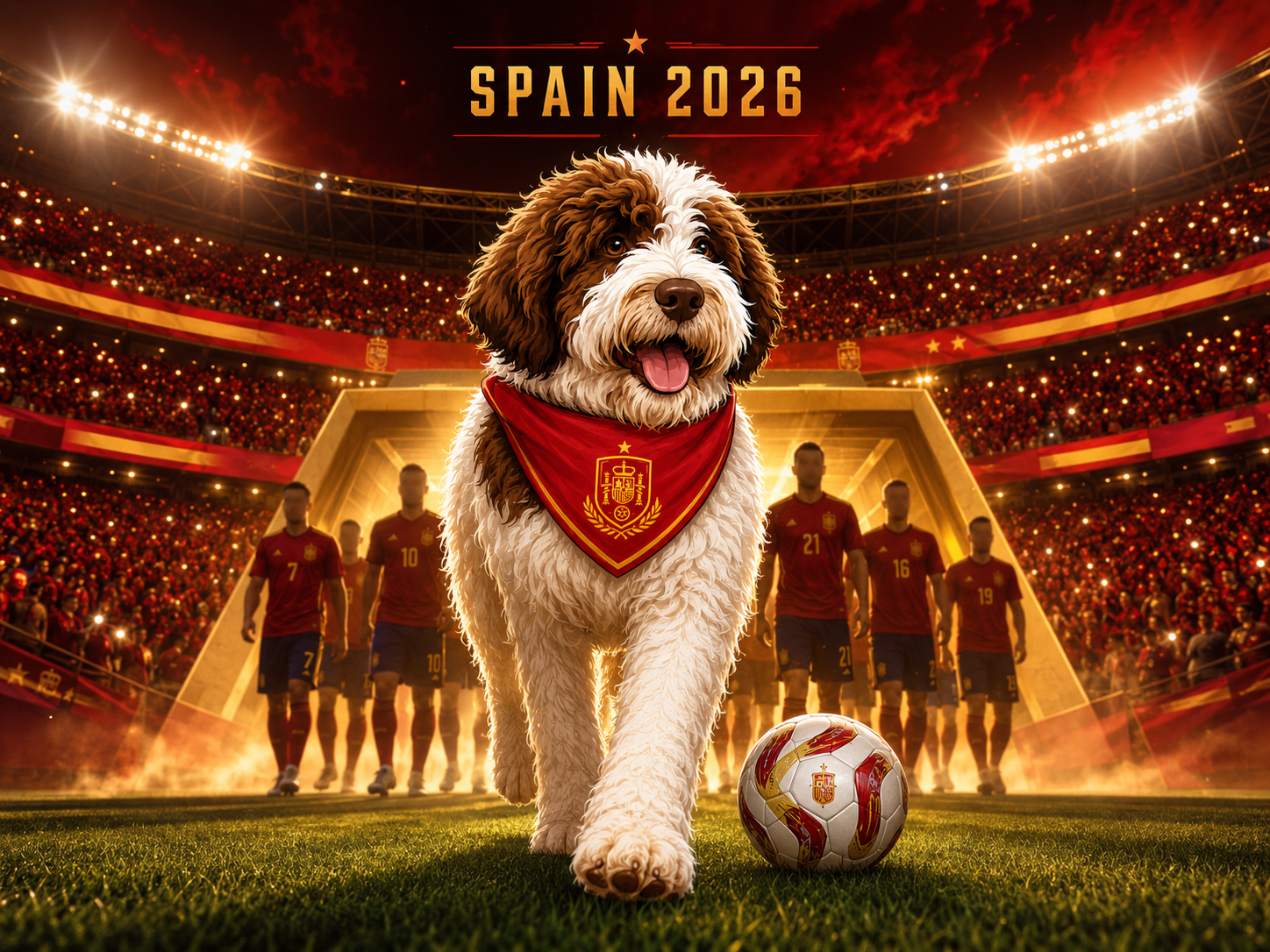 Musa leading Spain out onto the pitch